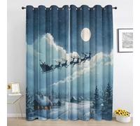 Générique Renne Père Noël Rideau à Oeillets - Veille de Noël Occultant Rideaux - pour Salon Chambre - Thermique Rideau 2 Panneaux - 175Lx240H cm Ed507