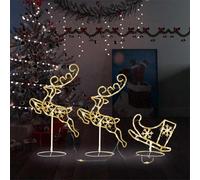 Générique Renne/traîneaux Noël Volant Acrylique 260x21x87cm Blanc Chaud,Décorations de Noël & saisonnières,Éclairage de Noël-328509