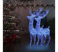 Générique Rennes de Noël XXL Acrylique 250 LED 2 pcs 180 cm Bleu,Décorations de Noël & saisonnières,Éclairage de Noël-3154360