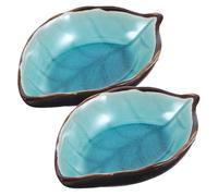 Générique Repose-cuillère Feuille 2 Pcs en Céramique pour Comptoir la Cuisine et Table à Manger, Conçu Rangement des Ustensiles Style Campagne Moderne