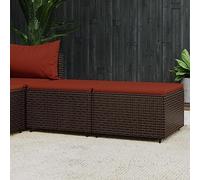 Générique Repose-Pieds de Jardin en Résine Tressée, Lot de 2, Marron | Pouf Modulaire Extérieur, Coussin Rembourré, Cadre en Acier, Résistant aux Intempéries
