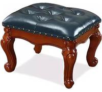 Générique Repose-Pieds Ottoman en Cadre en Bois Massif, Petit Tabouret en PU pour canapé, Meubles Vintage, tabourets Bas et Repose-Pieds pour Salon,Bleu,12.6" H