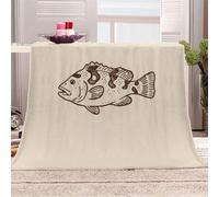 Générique Représentation Détaillée des Poissons Tachetés Manta de franela 3D Suave - Cubre Sofá/Cama 130x150 cm,Style De Ligne Rétro Estampado 3D Ultrarealista,Polar Caliente,Lavable,Hogar/Dormitorio