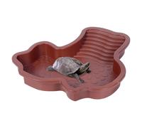 Générique Reptile Bathing Pool with Ramp, Amphibian Food Water Bowl Dish, 11.22x10.43x1.69 inches for Frogs Lizards Snakes Turtles Aquarium Tank Decor Feeding and Soaking Pet Habitat Accessory