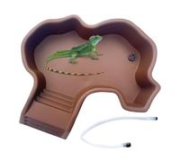 Générique Reptile Pool - Portable Turtle Bath, Turtle Bathing Pool with Ramp, Aquarium Ornament, Animal Food Feeder with Drainage for Leopard Gecko Bearded Dragon Aquatic Crabs and Arboreal Frog