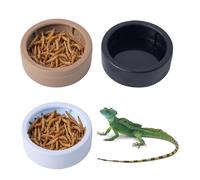 Générique Reptile Water Dish - Escape Proof Worm Feeder Cups 3 Piece Set | Terrarium Food Water Bowl Feeding Station Mealworm Dish for Gecko Bearded Dragon Lizard Chameleon Hermit Crab Snail Tank