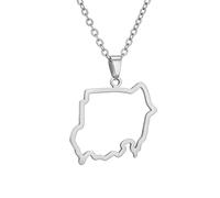 Générique Republic of The Sudan Map Necklace Sudan Map Flag Pendant Necklace African Country Jewelry Charm for Women Men Necklaces (F)