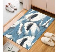 Générique Requin Marin Tapis Antiderapant 60x90cm Carpet de Couloir Lavable Long Moderne Requin Bleu Tapis de Salon Chambre Cuisine pour Les Chambres Jeunes Adulte Poil Ras Descente de Lit