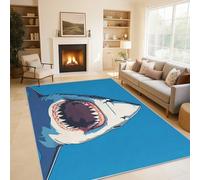 Générique Réquin Tapis de Sol, Grand Requin Blanc Animal Marin Petit Tapis Poil Court - 60x90cm, Tapis Salon Cuisine Bureau Chambre Lavables Antidérapant Doux X-N4