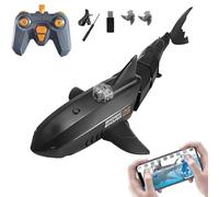 Générique Requin télécommandé avec caméra sous-Marine HD, Bateau Poisson électrique RC 2,4G pour l'eau avec entraînement à Double hélice, contrôle Double APP et télécommande pour Adultes,Noir
