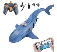 Générique Requin télécommandé avec caméra sous-Marine HD, Bateau Poisson électrique RC 2,4G pour l'eau avec entraînement à Double hélice, contrôle Double APP et télécommande pour Adultes,Bleu