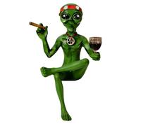 Générique Resin Alien Statue - Outdoor Decor for Yard | Novelty Desktop Sculpture Feature, Wine Drinking Figurine Accessory, Balcony Patio Lawn Supply, Bedroom Living Room Bookshelf