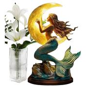 Générique Resin Mermaid Night Light, Touch Control Decorative Lamp, Bedroom Night Lamp with Soft Glow, Mermaid Sculpture with Resin Design, Decorative Light for Bedside Bookshelf Reading Ambiance