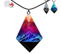 Générique Resin Necklace with Enchanting Landscape Inside, Handmade Luminous Snow Mountain Polar Lights Pendant Adornment, Nature Inspired Jewelry Gift for Men Women Hikers Outdoors Lovers