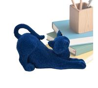 Générique Resin Sculpture, Flocked Cat Figurines, Stretching Animal Decor, Fuzzy Texture Function, Bookshelf Styling Hardware, Meditation Supply Item, Small Sitting Pose for Library Desk Indoor