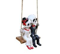 Générique Resin Swing Skeleton Figurines, Spooky Couple Statue, Halloween Garden Sculptures, Festive Yard Decor, Haunted Tree Ornament, with Creepy Charm for Gate, Kitchen, Party, Workplace
