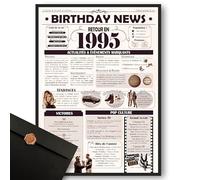 Générique Retour en 1995 | Affiche Anniversaire 30 Ans | Idée Cadeau Femme ou Homme | Affiche Rétro à Encadrer | Journal Année de Naissance 1995 | Carte de Vœux 30 ans | Enveloppe Cadeau de Luxe