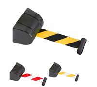 Générique Retractable Belt Barrier for Crowd Control - Wall Mounted Yellow and White, Ideal for Playgrounds and Hotels