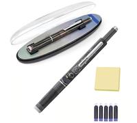 Générique Retractable Fountain Pen, 0.38mm Extra Fine Stainless Steel Nib with Transparent Barrel Includes 5 Refillable Ink Cartridg, Smooth & Leak-Free (Black,Black)