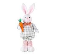 Générique Retractable Legs Standing Rabbit Stuffed - 16.1 to 21.6infarmhouse Handmade Doll, Stuffed Rabbit with Retractable Legs | Farmhouse Handmade Doll Hold Flowers & Carrot for Easter Holidays