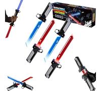 Générique Retractable Plug-in Lightsaber Toy, Motion-Activated Retractable Light Up Saber, Dual-Color LED, Connectable Hilts, for Cosplay, Party and Role Play (2PCS)