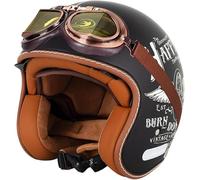 Générique Retro Casque Demi Jet, Casque Jet Vintage, Casque Moto Scooter, Casque Bol Homologué ECE Casque De Protection for Hommes Et Femmes, Casque De Cyclomoteur avec Lunettes