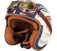 Générique Retro Casque Demi Jet, Casque Jet Vintage, Casque Moto Scooter, Casque Bol Homologué ECE Casque De Protection for Hommes Et Femmes, Casque De Cyclomoteur avec Lunettes