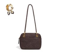 Générique Retro Casual Boston Bag, Women's Suede Woven Shoulder Bag Purses, Large Vegan Leather Braided Elegant Hobo Satchel