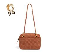 Générique Retro Casual Boston Bag, Women's Suede Woven Shoulder Bag Purses, Large Vegan Leather Braided Elegant Hobo Satchel