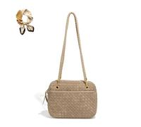 Générique Retro Casual Boston Bag, Women's Suede Woven Shoulder Bag Purses, Large Vegan Leather Braided Elegant Hobo Satchel