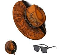 Générique Retro Indian Skull Chief Hat,Classic Tribal Skull Print Hat,Native American Bucket Hats for Men & Women Outdoor Travel