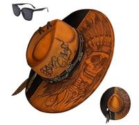 Générique Retro Indian Skull Chief Hat, Tribal Artistry Chief Bucket Hat, Classic Native Print Halloween Headwear Cap Unisex