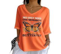 Générique Rétro Nous avons juste besoin d'un monarque et c'est UN Papillon patriotique Resist Top d'été Hauts Casual Tee pour Femmes, Orange, M