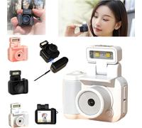 Générique Retro Snap Mini Camera, Tiny Nostalgic Camera, Miniretroflex Nostalgic Camera, Mini Vintage Camera, Mini Vintage Keychain Camera, 1080P HD Mini Camera with LED Flash Light. (Camera,White)