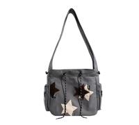 Générique Retro Star Print Messenger Bag - Large Capacity Canvas Crossbody Shoulder Bag, Aesthetic Messenger Bag for Teens & Women (Grey)