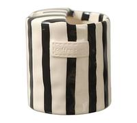 Générique Retro Striped Ceramic Mug, Retro Striped Hand-Painted Ceramic Mark Hand-Held Cup, Vintage Breakfast Cup Latte Mug (Black)