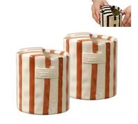 Générique Retro Striped Hand-Painted Ceramic Mark Hand-Held Cup, Heat-Resistant Non-Slip Double-Enjoy Cup, Hand-Painted Striped Art, for Milk Coffee Juice Latte Hot Cold Drinks (Two Coffee)