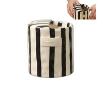 Générique Retro Striped Hand-Painted Ceramic Mark Hand-Held Cup, Heat-Resistant Non-Slip Double-Enjoy Cup, Hand-Painted Striped Art, for Milk Coffee Juice Latte Hot Cold Drinks (Black)