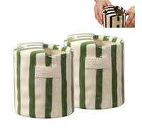 Générique Retro Striped Hand-Painted Ceramic Mark Hand-Held Cup, Heat-Resistant Non-Slip Double-Enjoy Cup, Hand-Painted Striped Art, for Milk Coffee Juice Latte Hot Cold Drinks (Two Green)
