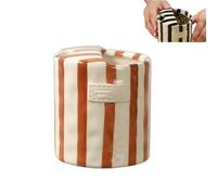 Générique Retro Striped Hand-Painted Ceramic Mark Hand-Held Cup, Heat-Resistant Non-Slip Double-Enjoy Cup, Hand-Painted Striped Art, for Milk Coffee Juice Latte Hot Cold Drinks (Coffee)