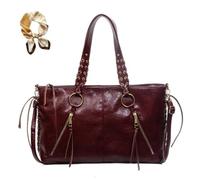 Générique Retro Tassels Weaving Tote Bag,Large Capacity PU Leather Shoulder Bag for Women,Trendy Casual Crossbody with Adjustable Strap