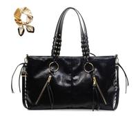 Générique Retro Tassels Weaving Tote Bag,Large Capacity PU Leather Shoulder Bag for Women,Trendy Casual Crossbody with Adjustable Strap