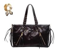 Générique Retro Tassels Weaving Tote Bag,Large Capacity PU Leather Shoulder Bag for Women,Trendy Casual Crossbody with Adjustable Strap