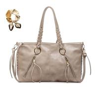 Générique Retro Tassels Weaving Tote Bag,Large Capacity PU Leather Shoulder Bag for Women,Trendy Casual Crossbody with Adjustable Strap