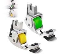 Générique Retrospecti Versatile Adjustable Rolled Hemmer Presser Foot, Steel Sewing Foot, Sewing Machine Roller Press Foot, Hemming Tool, Retrospecti Adjustable Presser Foot (Yellow+Green)