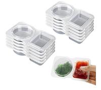 Générique Reusable Double Compartment Snack Containers, 5/10/15/20pcs Double Compartment Condiment Container Reusable Snack Container 2 Condiment Containers with Lids (transparent,10)