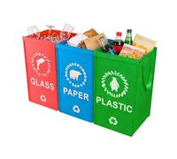 Générique Reusable Recycling Bin Bags,Heavy Duty Woven Sorting Organizer | 3 Pieces Waterproof Large Recyclable Reusable Bags With Handle,Home Office Yard Lawn Indoor Trash Cans