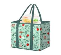 Générique Reusable Shopping Bags, Foldable Grocery Tote, Handle Carry Pouch, Heavy Duty Build, Box Shape Structure, Perfect for Beach Days Picnics Family Trips Camping, 12.99x12.99x10.63 inches