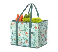 Générique Reusable Shopping Bags, Foldable Grocery Tote, Handle Carry Pouch, Heavy Duty Build, Box Shape Structure, Perfect for Beach Days Picnics Family Trips Camping, 12.99x12.99x10.63 inches
