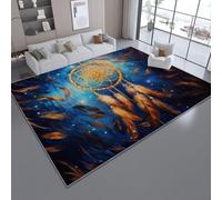 Générique Rêve Ciel Étoilé Attrape-RêvesMotif Tapis, AntidéRapant Tapis Poil Ras Lavable en Machine - Bleu Tapis pour Salon Chambre Bureau DéCoration 90 x 120 cm